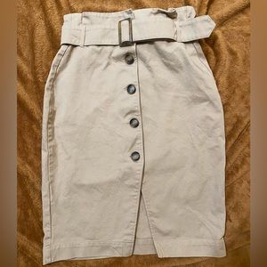 H&M Khaki Button-Up Skirt Size 10